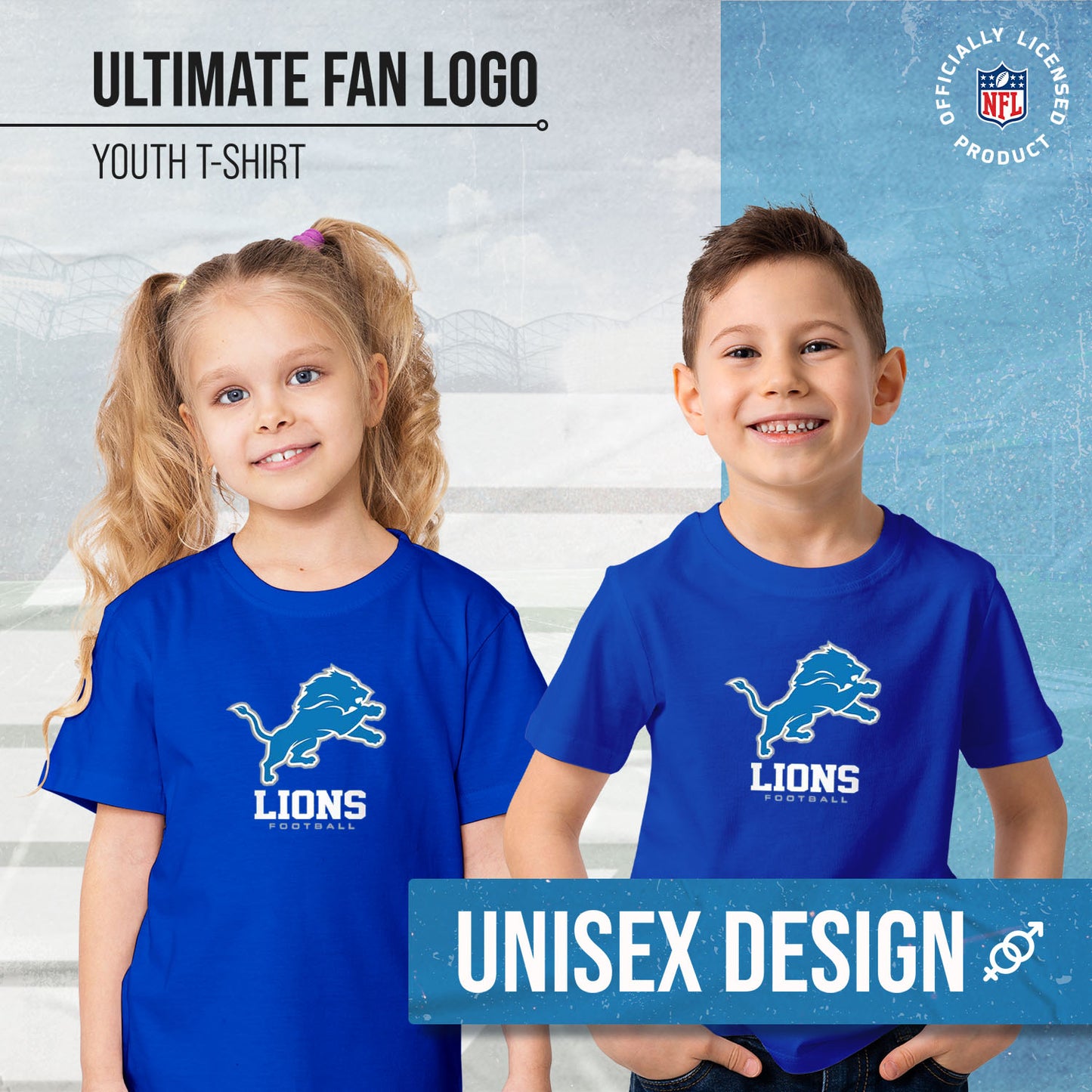 Detroit Lions Youth NFL Ultimate Fan Logo Short Sleeve T-Shirt - Royal