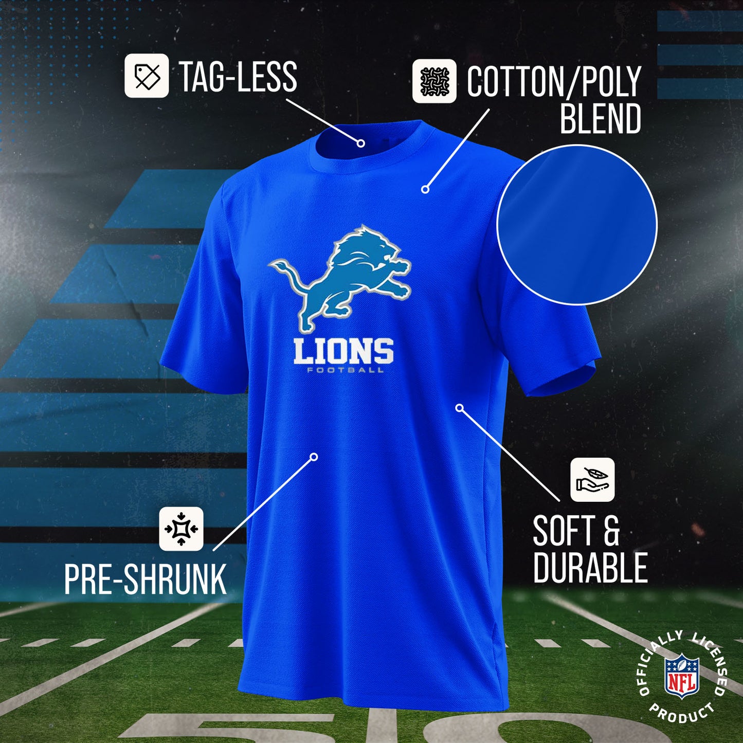 Detroit Lions Youth NFL Ultimate Fan Logo Short Sleeve T-Shirt - Royal