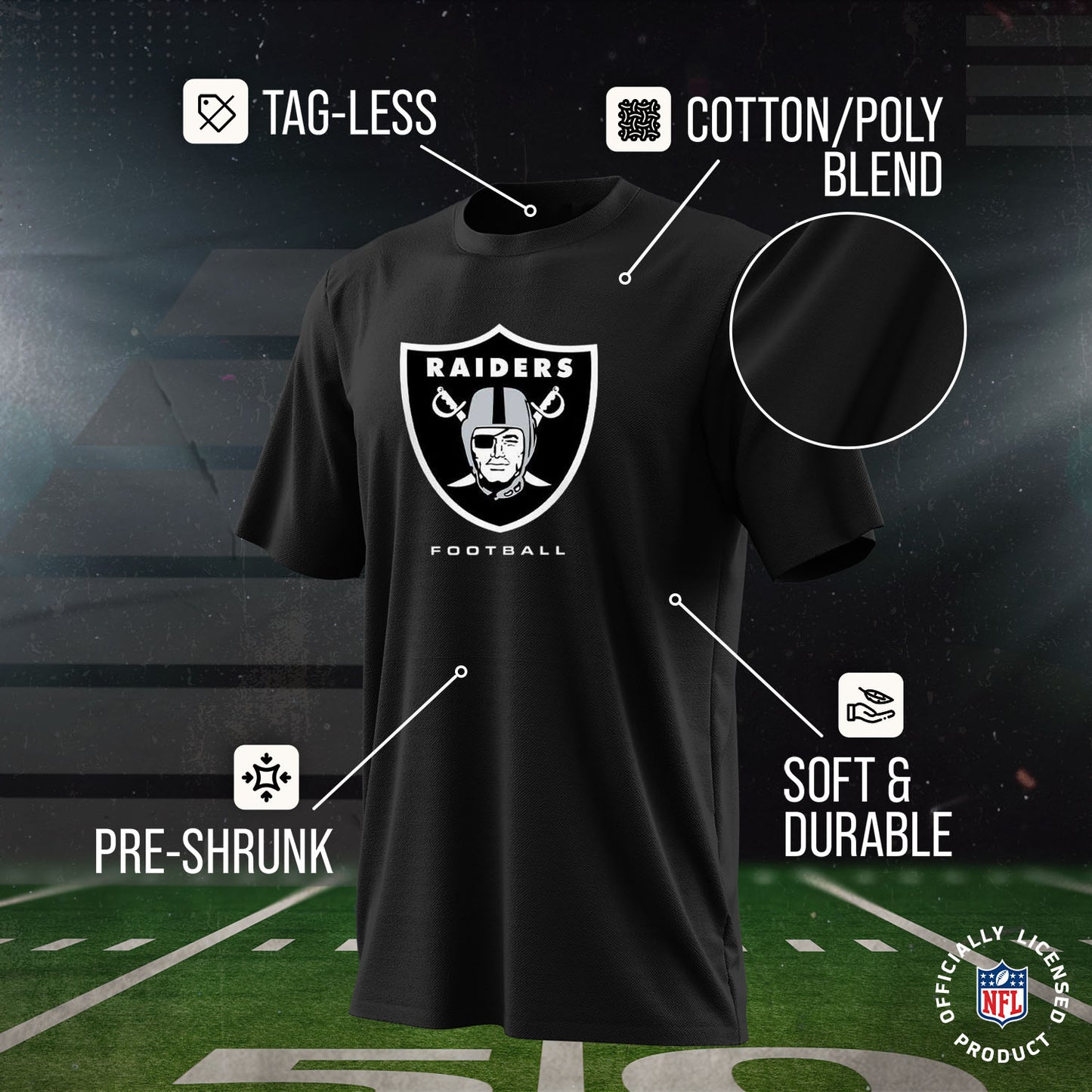 Las Vegas Raiders Youth NFL Ultimate Fan Logo Short Sleeve T-Shirt - Black