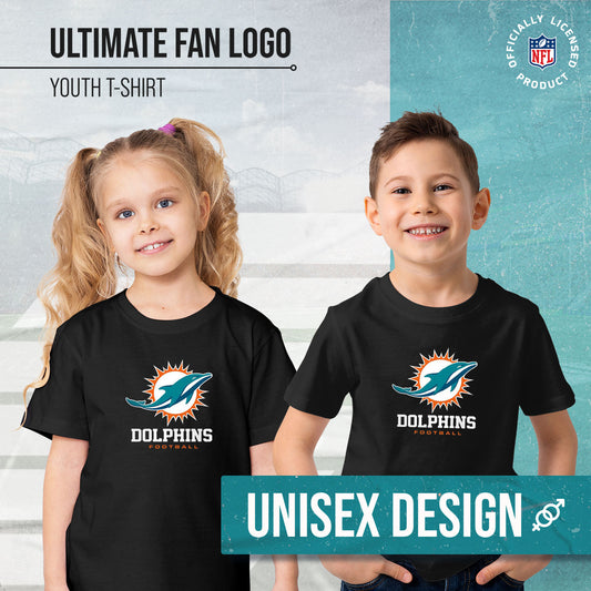 Miami Dolphins Youth NFL Ultimate Fan Logo Short Sleeve T-Shirt - Black