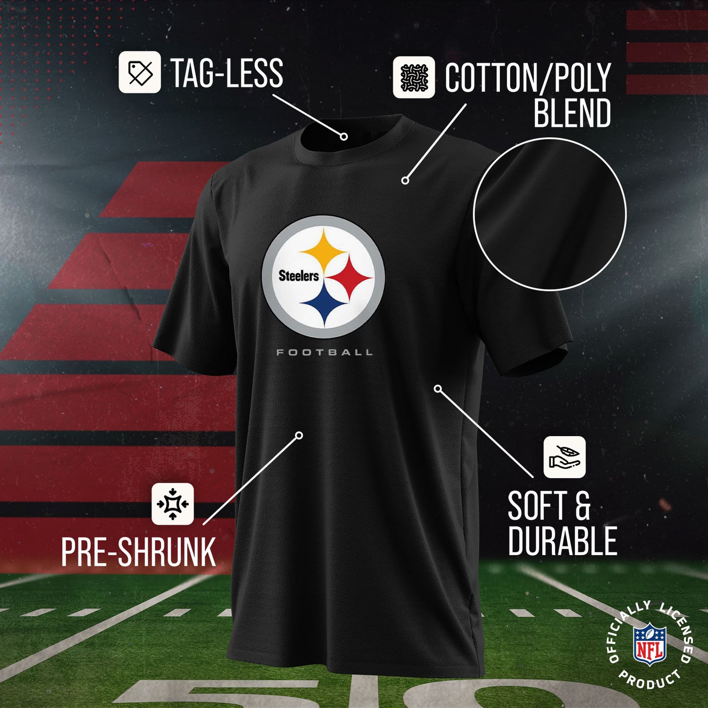 Pittsburgh Steelers Youth NFL Ultimate Fan Logo Short Sleeve T-Shirt - Black