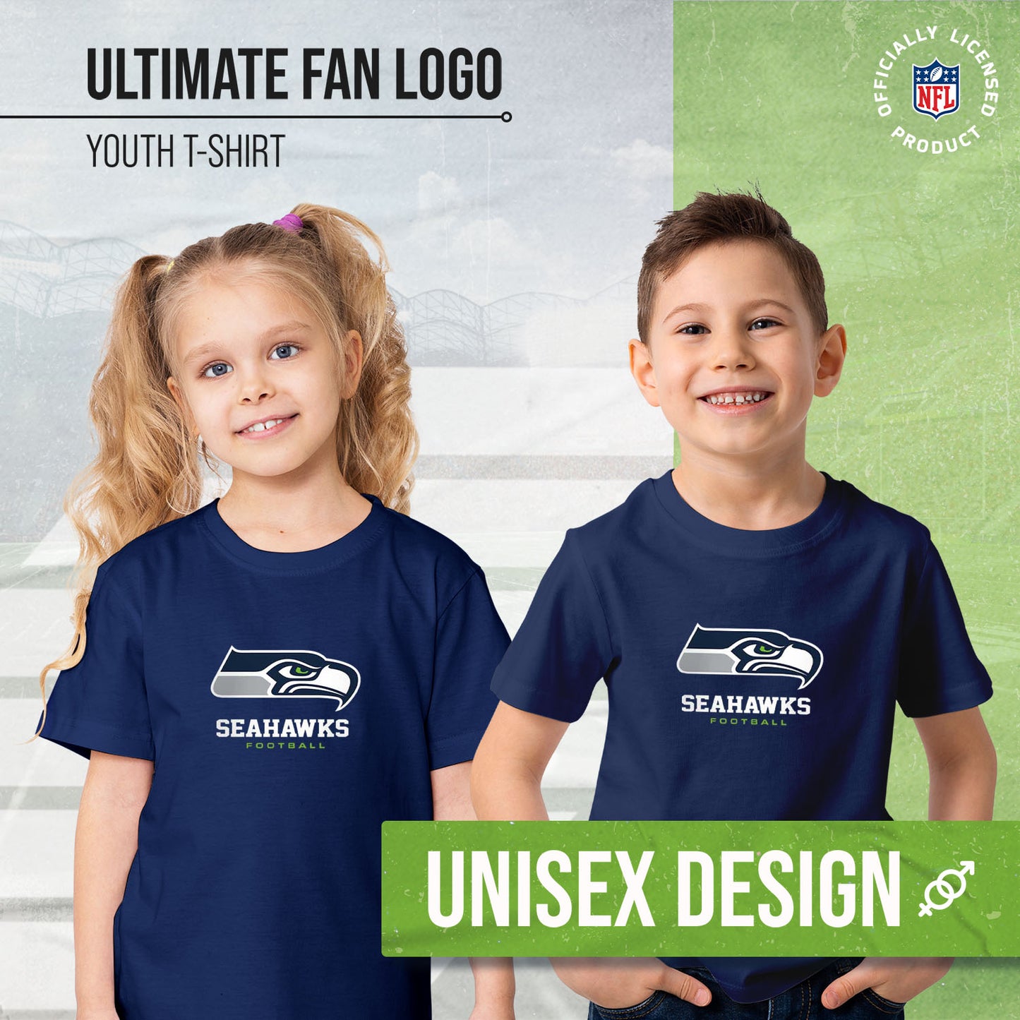 Seattle Seahawks Youth NFL Ultimate Fan Logo Short Sleeve T-Shirt - Navy