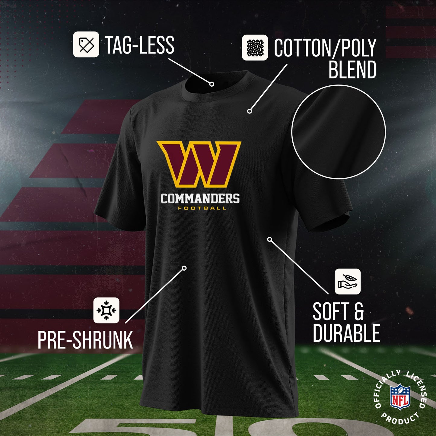 Washington Commanders Youth NFL Ultimate Fan Logo Short Sleeve T-Shirt - Black