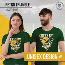 Green Bay Packers NFL Adult Retro Triangle Unisex T-Shirt - Forest Green