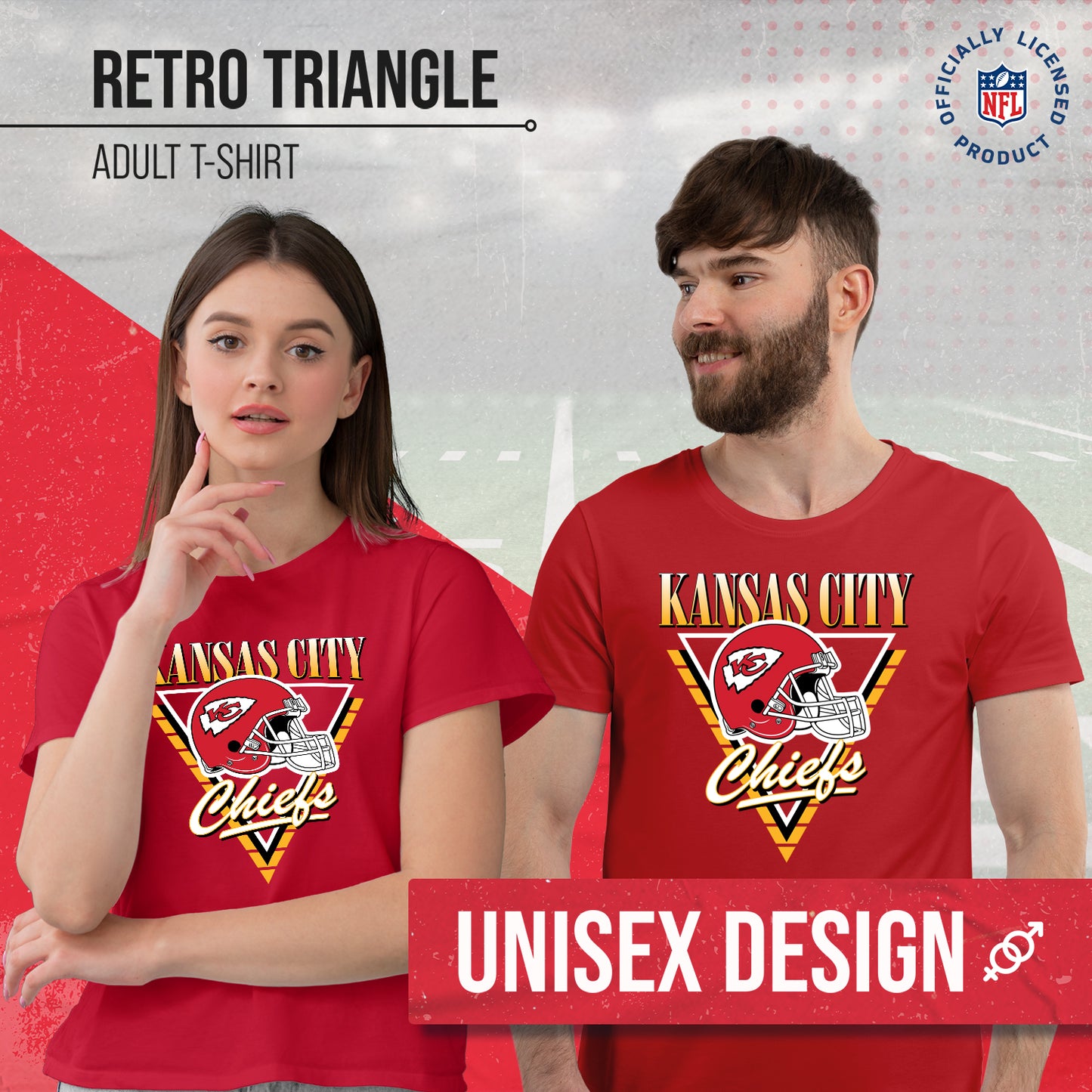 Kansas City Chiefs NFL Adult Retro Triangle Unisex T-Shirt - Red