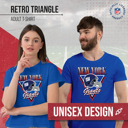 New York Giants NFL Adult Retro Triangle Unisex T-Shirt - Royal