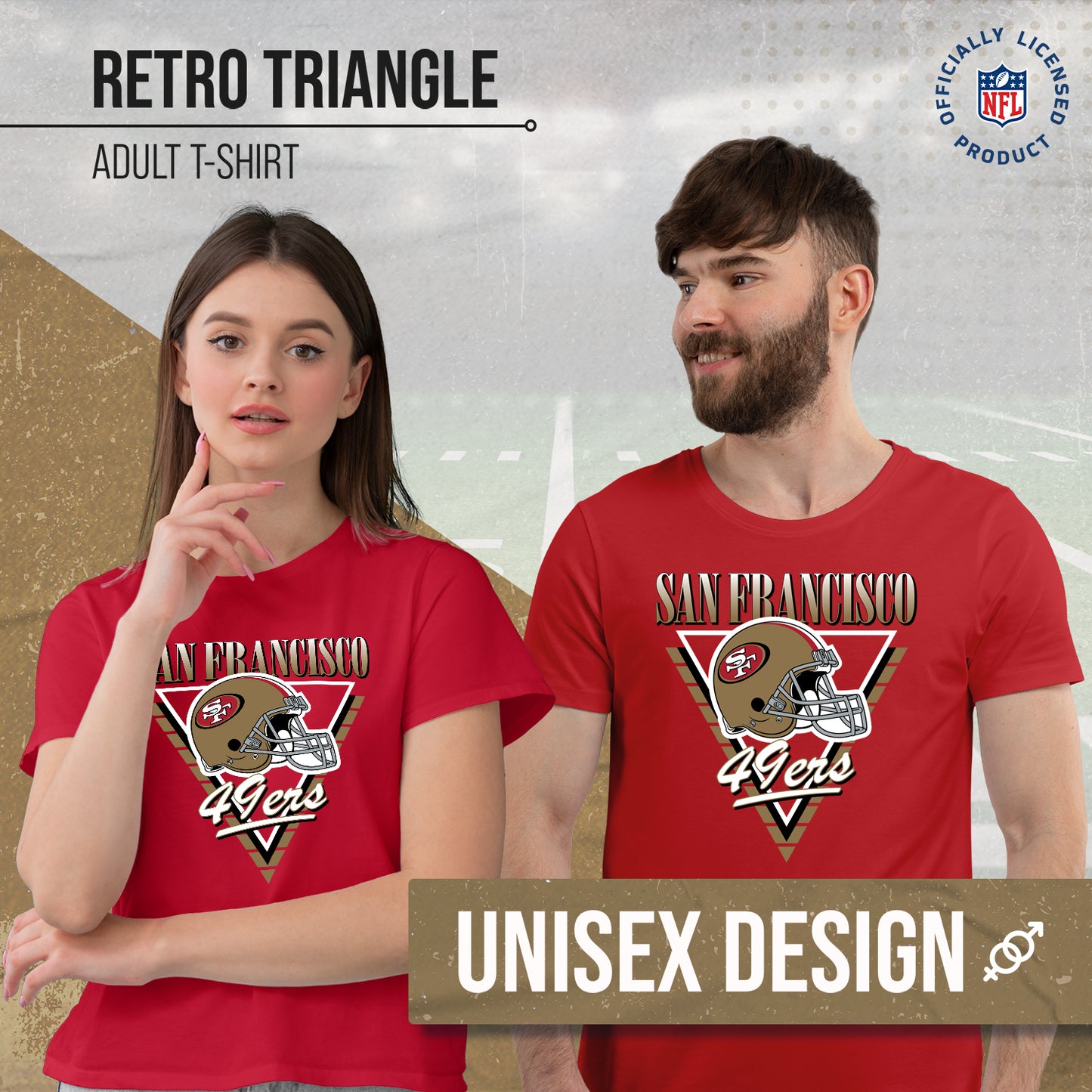 San Francisco 49ers NFL Adult Retro Triangle Unisex T-Shirt - Red