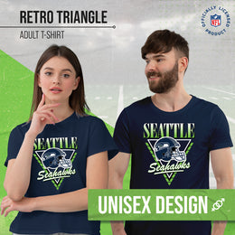 Seattle Seahawks NFL Adult Retro Triangle Unisex T-Shirt - Navy