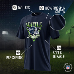 Seattle Seahawks NFL Adult Retro Triangle Unisex T-Shirt - Navy