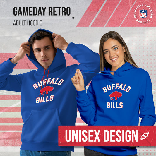 Buffalo Bills NFL Adult Unisex Retro Gameday Ultra Soft Fleece Hooded Sweatshirt - Royal