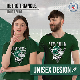 New York Jets NFL Adult Retro Triangle Unisex T-Shirt - Forest Green