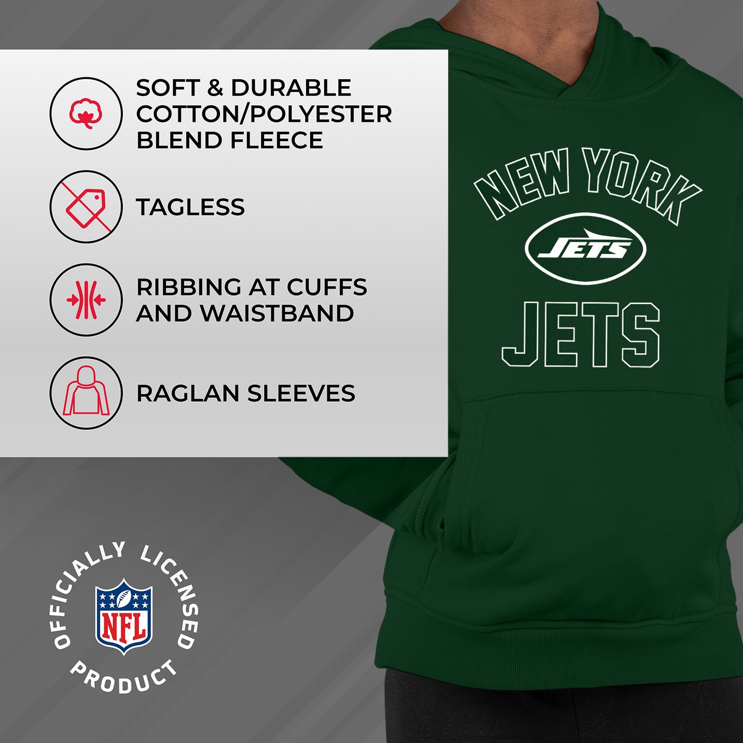 New York Jets NFL Youth Gameday Hooded Sweatshirt - Forest Green