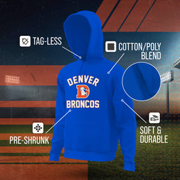 Denver Broncos NFL Adult Unisex Retro Gameday Ultra Soft Fleece Hooded Sweatshirt - Royal