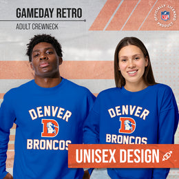 Denver Broncos NFL Adult Unisex Retro Gameday Ultra Soft Fleece Crewneck Sweatshirt - Royal