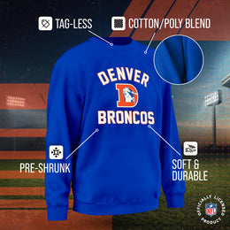 Denver Broncos NFL Adult Unisex Retro Gameday Ultra Soft Fleece Crewneck Sweatshirt - Royal