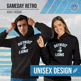 Detroit Lions NFL Adult Unisex Retro Gameday Ultra Soft Fleece Hooded Sweatshirt - Black