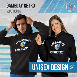 Los Angeles Chargers NFL Adult Unisex Retro Gameday Ultra Soft Fleece Hooded Sweatshirt - Black