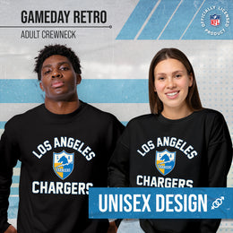 Los Angeles Chargers NFL Adult Unisex Retro Gameday Ultra Soft Fleece Crewneck Sweatshirt - Black