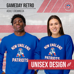 New England Patriots NFL Adult Unisex Retro Gameday Ultra Soft Fleece Crewneck Sweatshirt - Royal