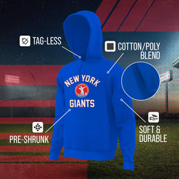 New York Giants NFL Adult Unisex Retro Gameday Ultra Soft Fleece Hooded Sweatshirt - Royal