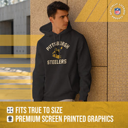 Pittsburgh Steelers NFL Adult Unisex Retro Gameday Ultra Soft Fleece Hooded Sweatshirt - Black