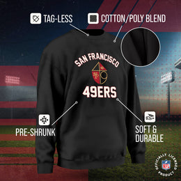 San Francisco 49ers NFL Adult Unisex Retro Gameday Ultra Soft Fleece Crewneck Sweatshirt - Black