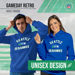 Seattle Seahawks NFL Adult Unisex Retro Gameday Ultra Soft Fleece Hooded Sweatshirt - Royal