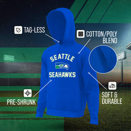 Seattle Seahawks NFL Adult Unisex Retro Gameday Ultra Soft Fleece Hooded Sweatshirt - Royal