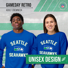 Seattle Seahawks NFL Adult Unisex Retro Gameday Ultra Soft Fleece Crewneck Sweatshirt - Royal