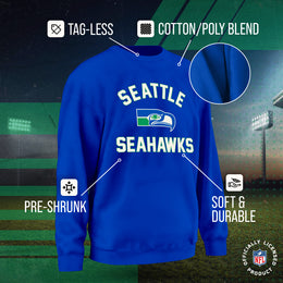 Seattle Seahawks NFL Adult Unisex Retro Gameday Ultra Soft Fleece Crewneck Sweatshirt - Royal