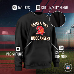 Tampa Bay Buccaneers NFL Adult Unisex Retro Gameday Ultra Soft Fleece Crewneck Sweatshirt - Black