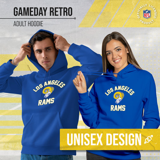 Los Angeles Rams NFL Adult Unisex Retro Gameday Ultra Soft Fleece Hooded Sweatshirt - Royal