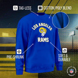 Los Angeles Rams NFL Adult Unisex Retro Gameday Ultra Soft Fleece Crewneck Sweatshirt - Royal