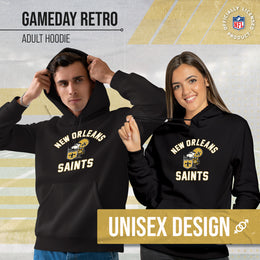 New Orleans Saints NFL Adult Unisex Retro Gameday Ultra Soft Fleece Hooded Sweatshirt - Black