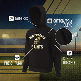 New Orleans Saints NFL Adult Unisex Retro Gameday Ultra Soft Fleece Hooded Sweatshirt - Black