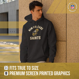 New Orleans Saints NFL Adult Unisex Retro Gameday Ultra Soft Fleece Hooded Sweatshirt - Black