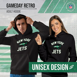 New York Jets NFL Adult Unisex Retro Gameday Ultra Soft Fleece Hooded Sweatshirt - Black