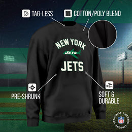 New York Jets NFL Adult Unisex Retro Gameday Ultra Soft Fleece Crewneck Sweatshirt - Black