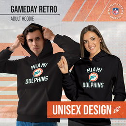 Miami Dolphins NFL Adult Unisex Retro Gameday Ultra Soft Fleece Hooded Sweatshirt - Black