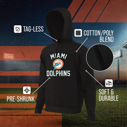 Miami Dolphins NFL Adult Unisex Retro Gameday Ultra Soft Fleece Hooded Sweatshirt - Black