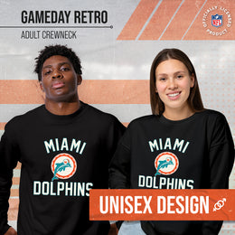 Miami Dolphins NFL Adult Unisex Retro Gameday Ultra Soft Fleece Crewneck Sweatshirt - Black