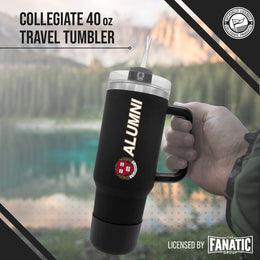 Harvard Crimson Collegiate 40oz Stainless Steel Travel Tumbler with Handle for Alumni - Black