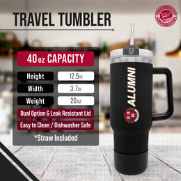 Harvard Crimson Collegiate 40oz Stainless Steel Travel Tumbler with Handle for Alumni - Black