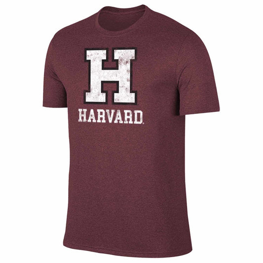Harvard Crimson Adult MVP Heathered Cotton Blend T-Shirt - Maroon