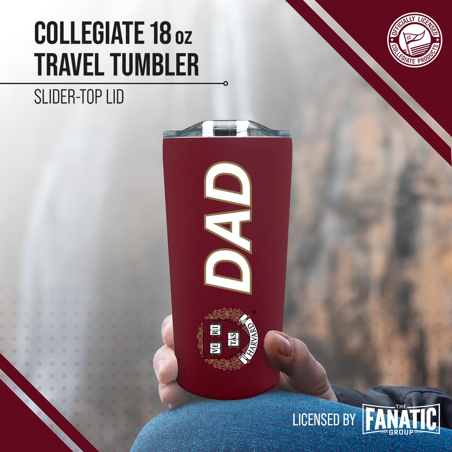 Harvard Crimson NCAA Stainless Steel Travel Tumbler for Dad - Crimson