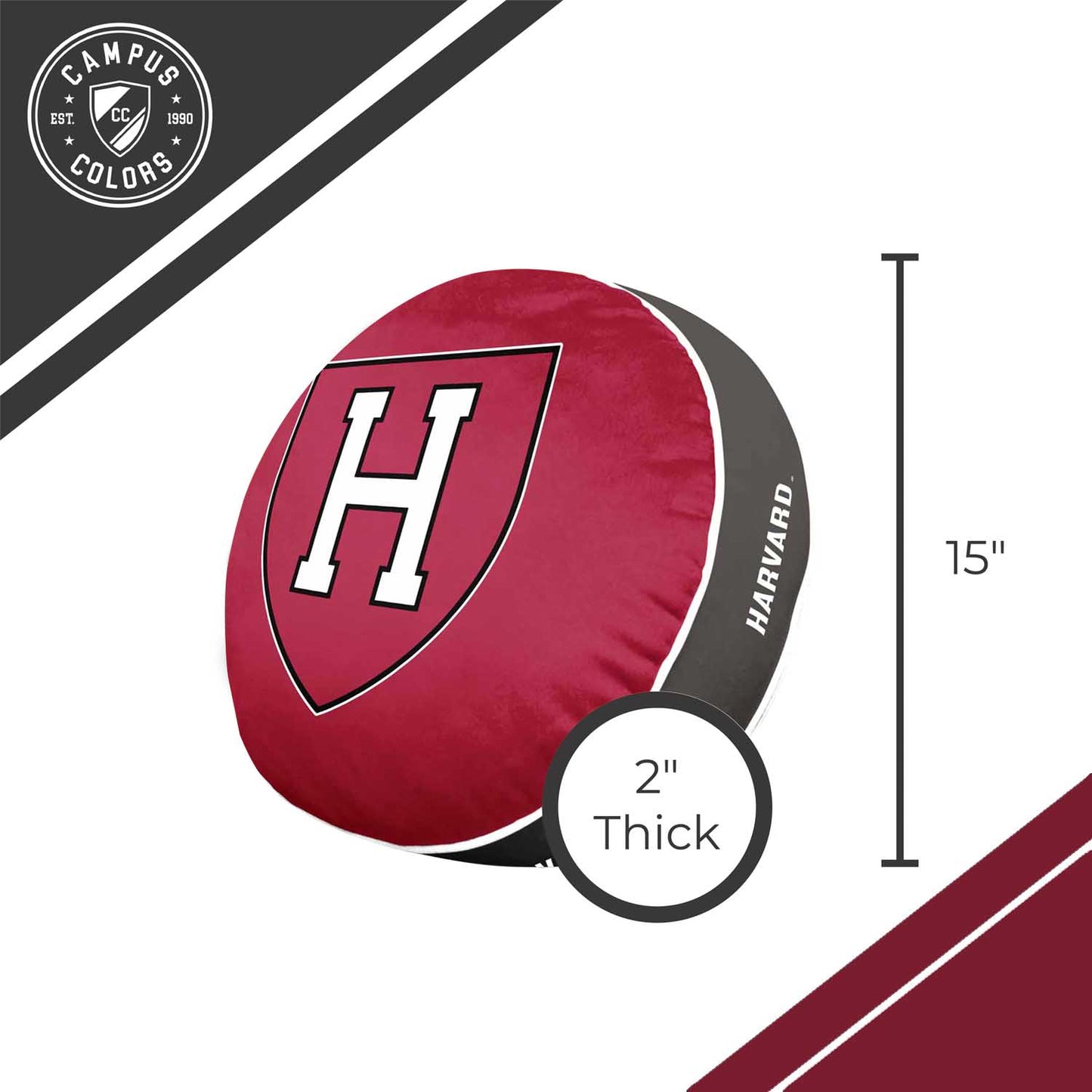 Harvard Crimson Team Logo 15 Inch Ultra Soft Stretch Plush Pillow - Crimson