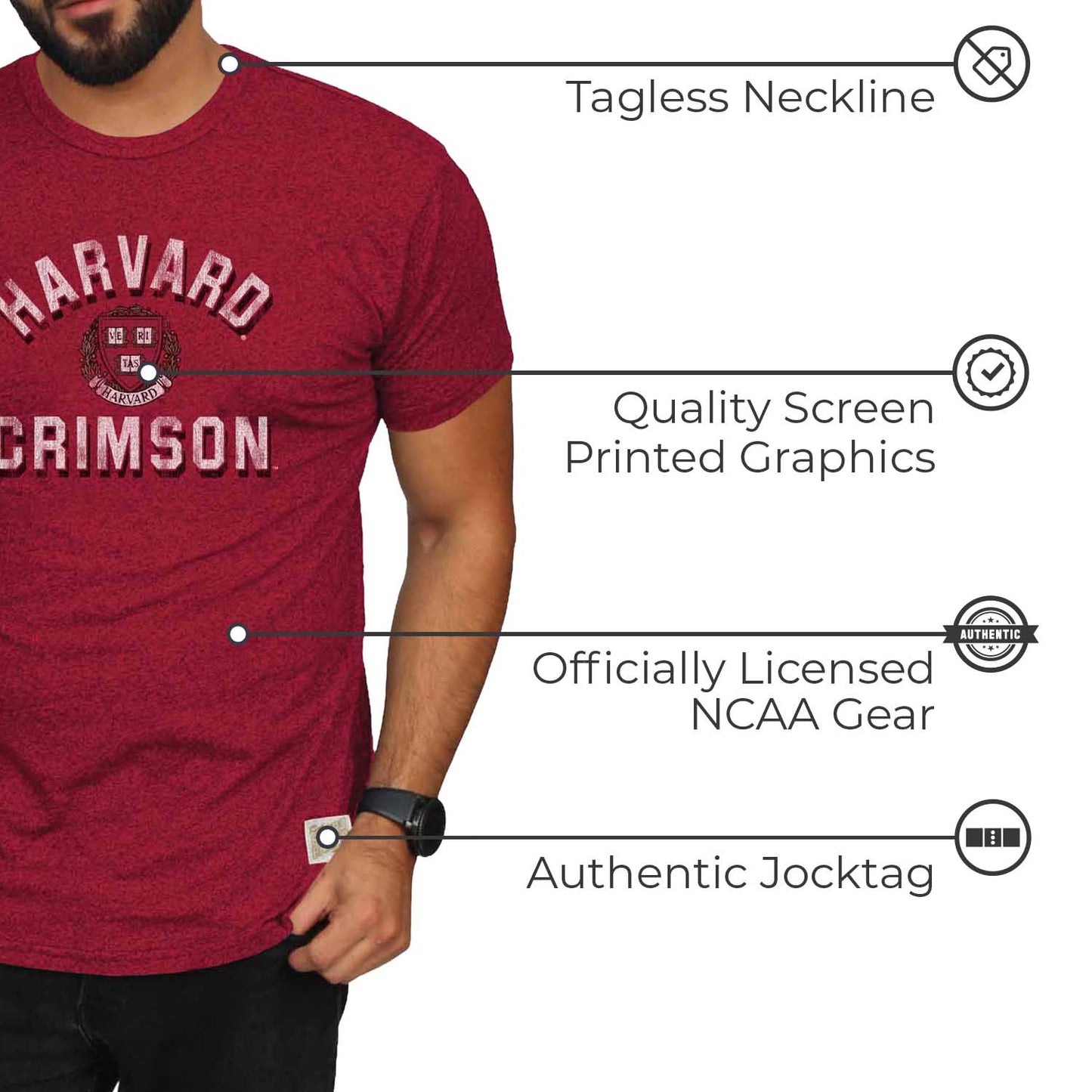 Harvard Crimson Adult College Team Color T-Shirt - Crimson