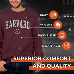 Harvard Crimson NCAA Adult Tackle Twill Crewneck Sweatshirt - Maroon