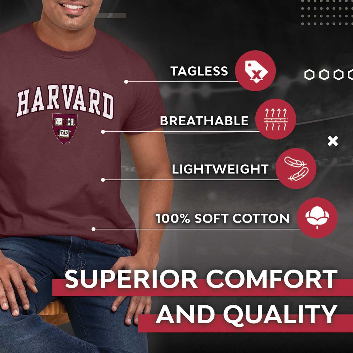Harvard Crimson NCAA Adult Gameday Cotton T-Shirt - Maroon