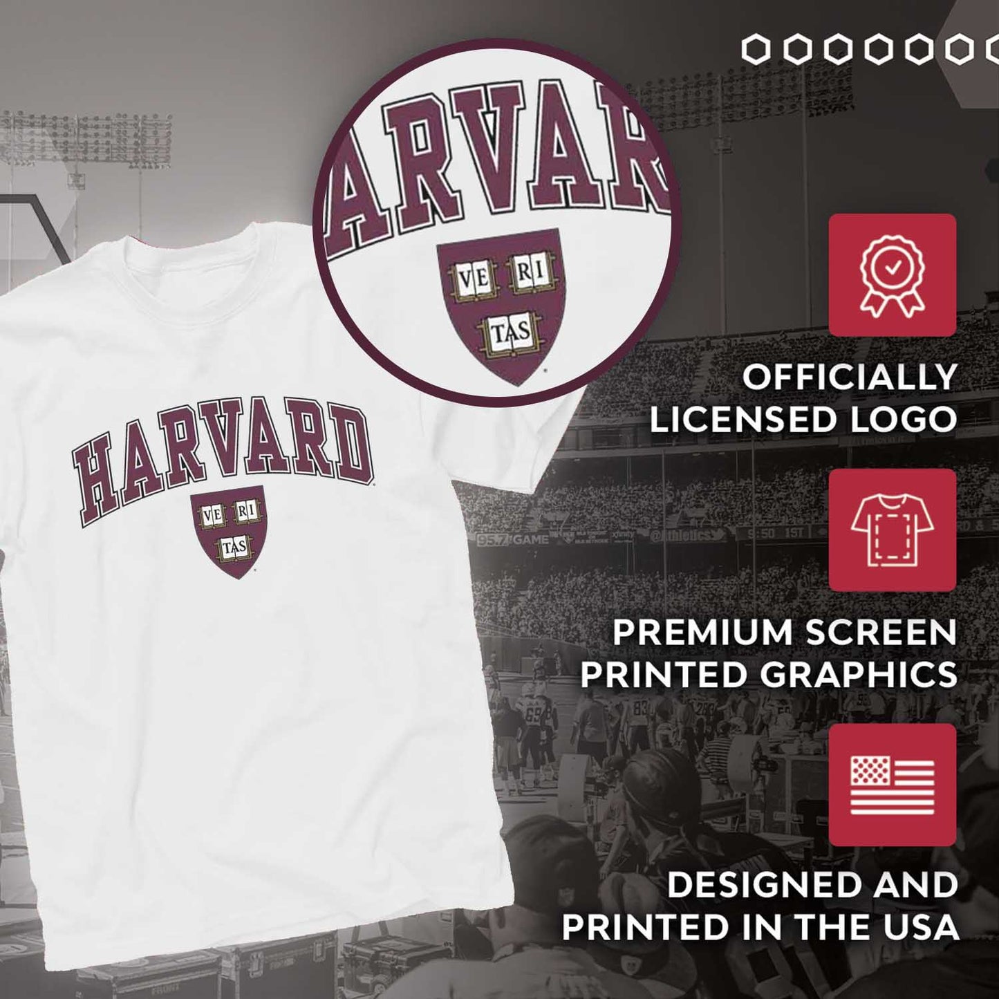 Harvard Crimson NCAA Adult Gameday Cotton T-Shirt - White